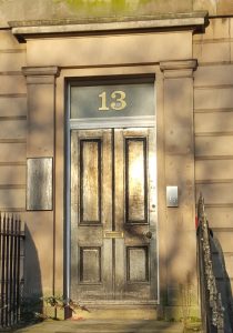 Example of location and size of a large name plate wooden base. Brass name plate missing.